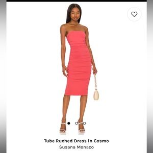 Susana Monaco Tube Ruched Dress in Cosmo Small